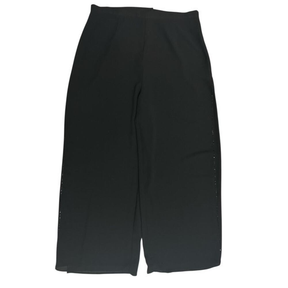 Montee Collection size 16 Dress Pants Black Wide Leg 2-Ply Sheer Overlay Beaded